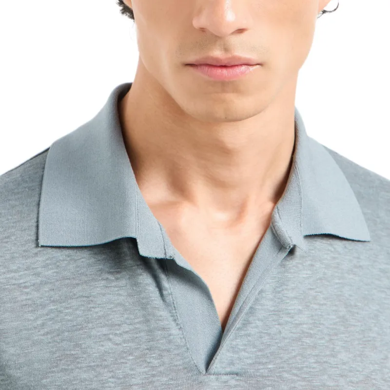 GIORGIO ARMANI Short sleeved Polo Shirt In Linen Jersey-4