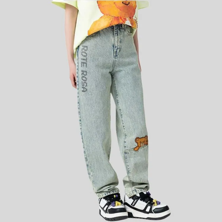 LALABOBO Jeans Women's Light Blue White-3