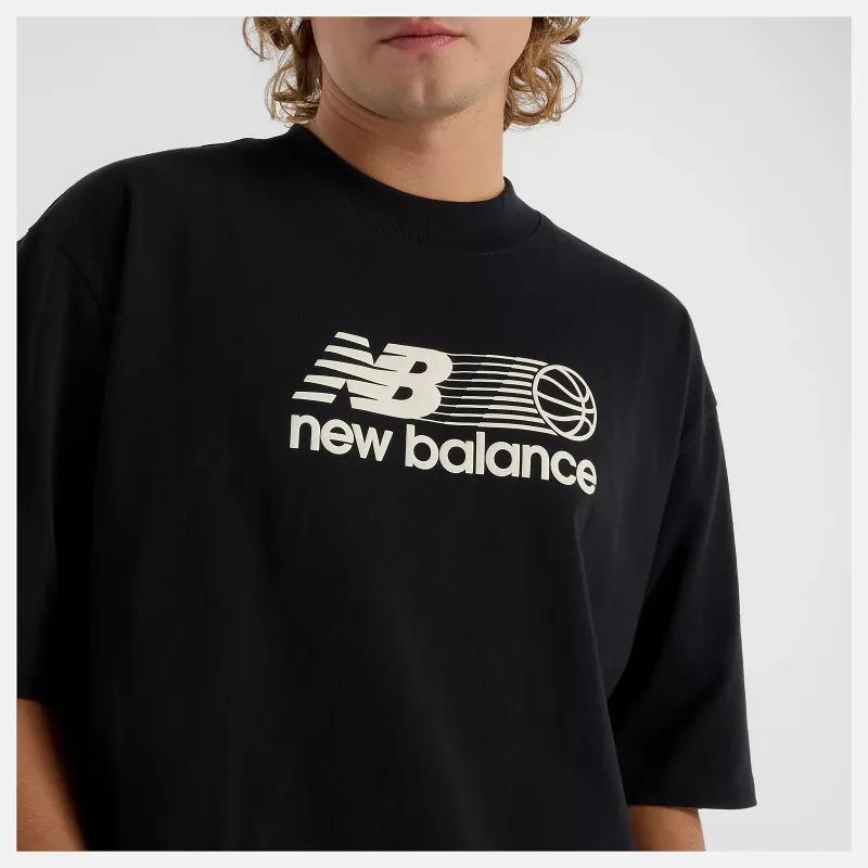 New Balance Hoops Graphic T Shirt Men's Black-4