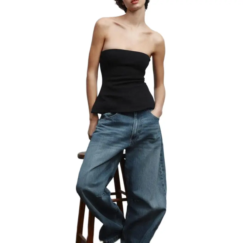 ZARA Strapless Top Women's Black-2
