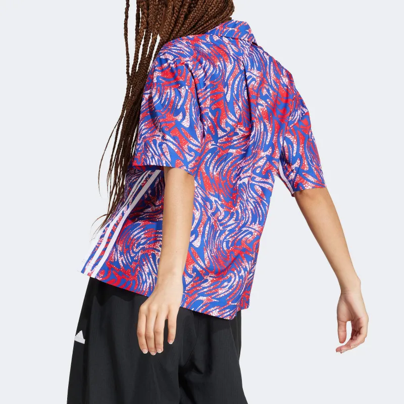 Adidas ExpressPerformance Drop Shoulder Sleeve T-Shirt Women's Red Blue-1