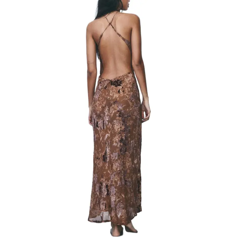 ZARA Slip Dresses Women's Red Brown-3