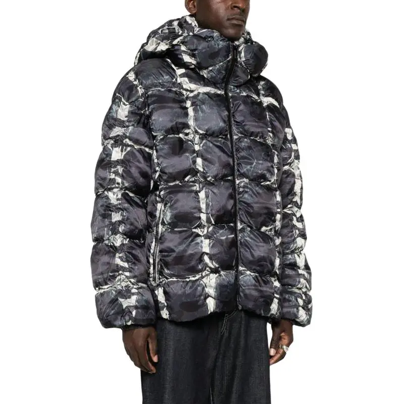 DIESEL W Claus Camu Camo Printed Hooded Puffer Jacket-3