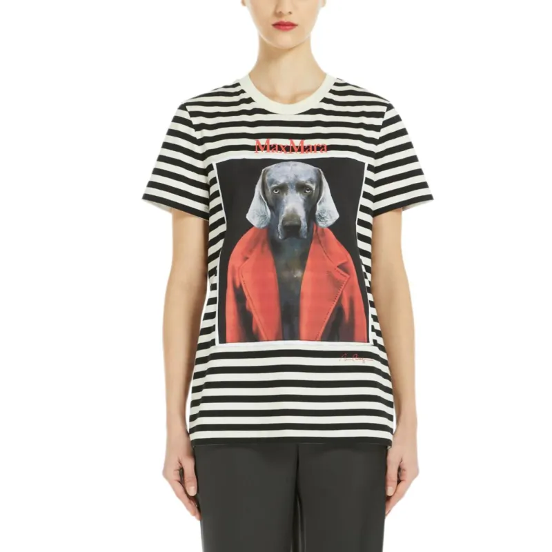 MaxMara Striped Logo Printed T Shirt-4