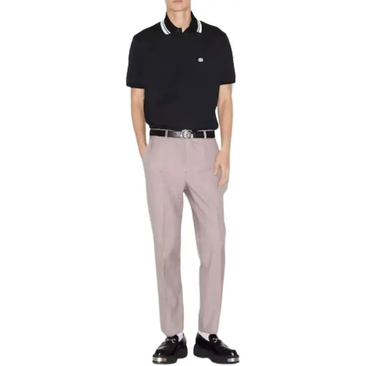 GUCCI Logo Embroidered Short Sleeve Polo Shirt-2