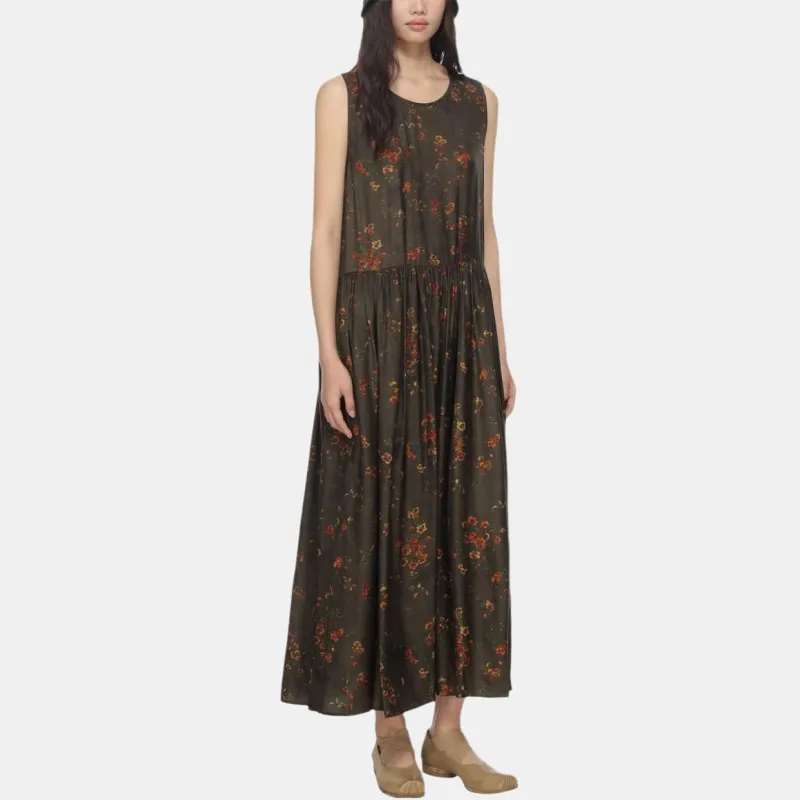 UMA WANG Floral Printed Sleeveless Midi Dress-3