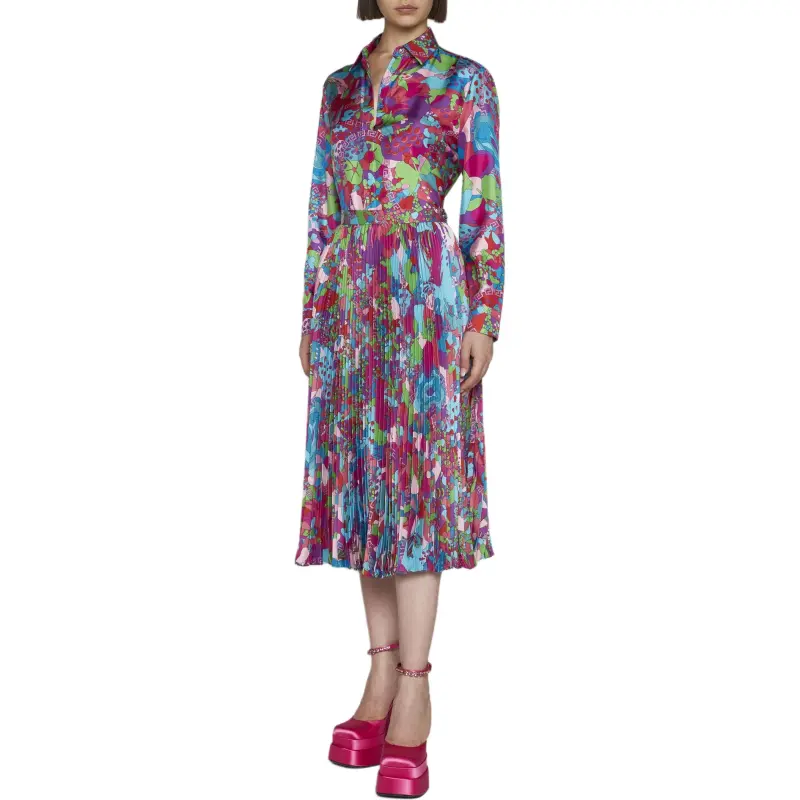 VERSACE Abstract-print Pleated Midi Skirt-2