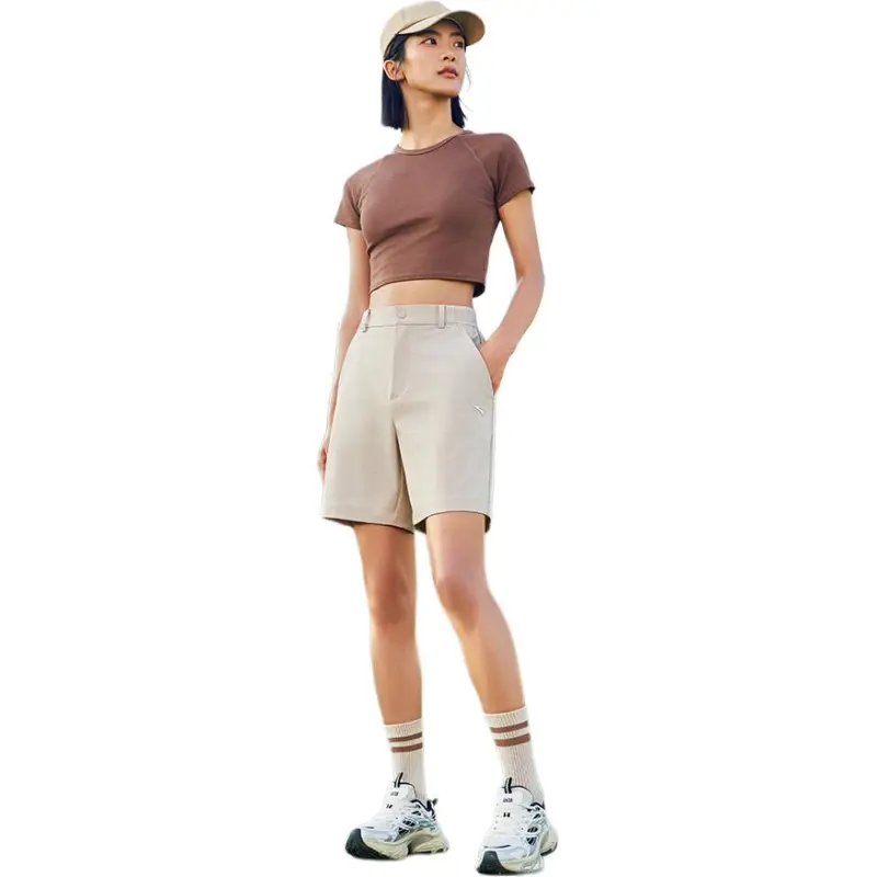 Anta Variety Training Collection Casual Shorts Women's Pine Khaki-1