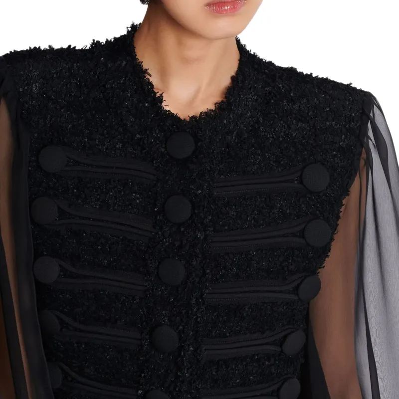 BALMAIN Chiffon sleeve Tweed Jacket-6