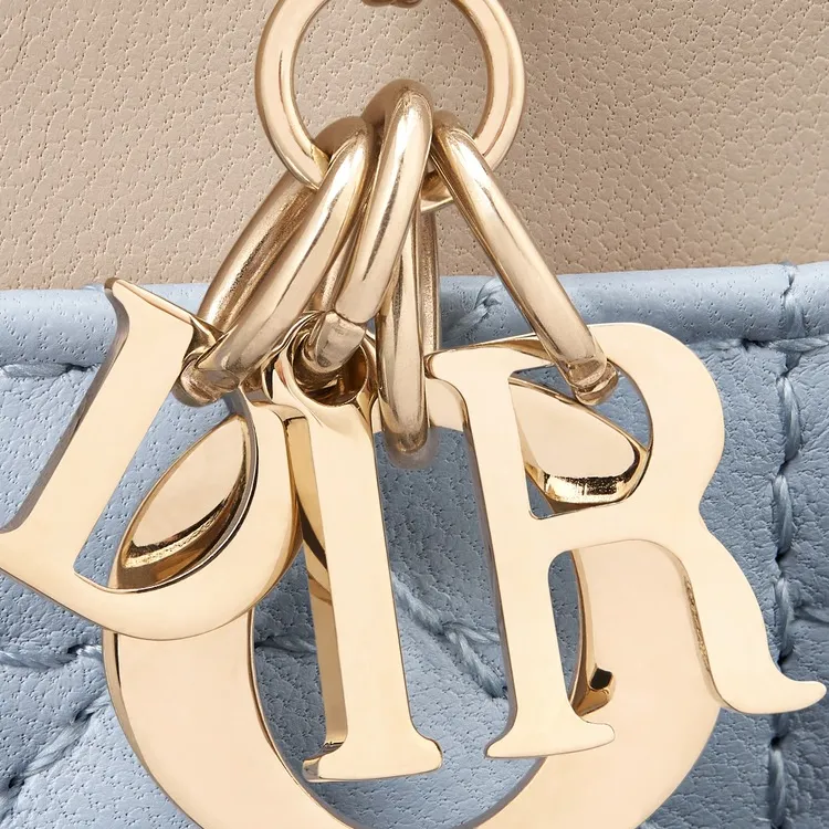 DIOR Lady Dior Lambskin Card Clip Card Holder Women's Light Blue & Pink Beige-2