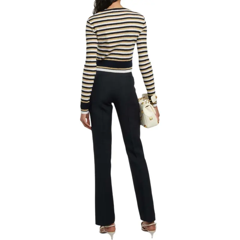 Valentino Striped Long-Sleeved Cropped Jumper-3