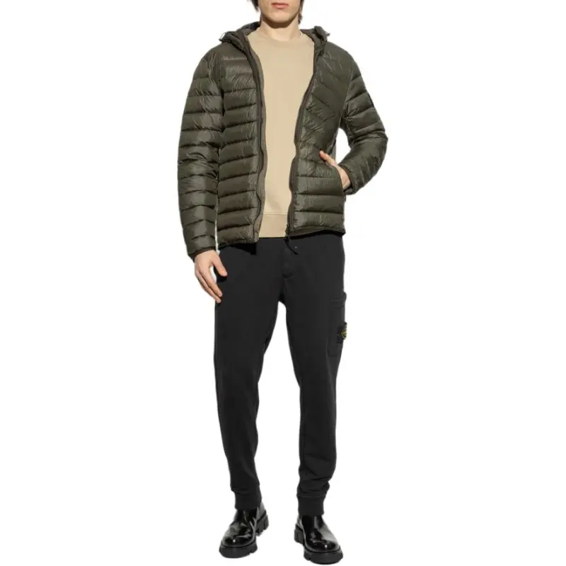 STONE ISLAND Logo Patch Hooded Zip Up Jacket-2