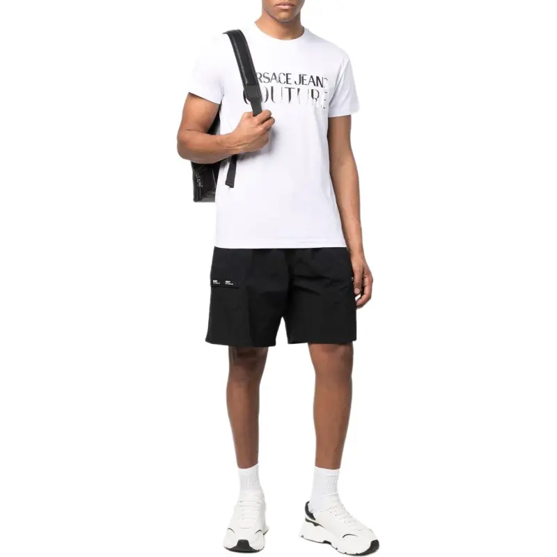 VERSACE Logo patch Cotton T shirt-1