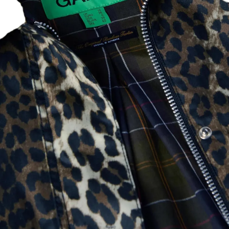 BARBOUR X Ganni Leopard Printed Waxed Jacket-6