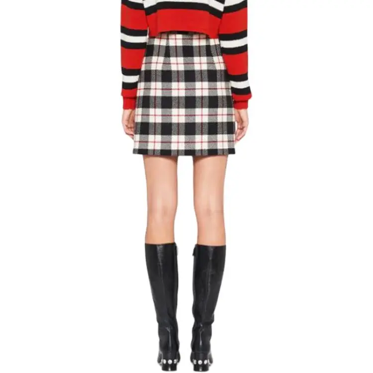 MIU MIU Casual Short Skirts Women's Black White-2