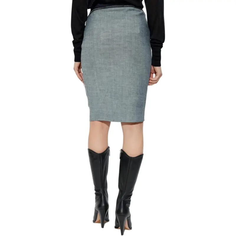 DSQUARED 2 Urban Wash Upside Midi Denim Skirt-4