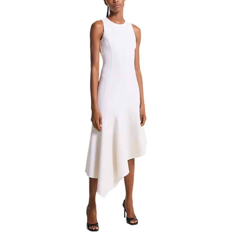 MICHAEL KORS Stretch Wool Asymmetric Sheath Dress-2