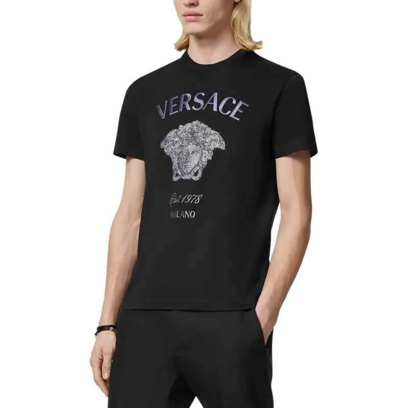 VERSACE Medusa Milano Embellished Crewneck T Shirt-2