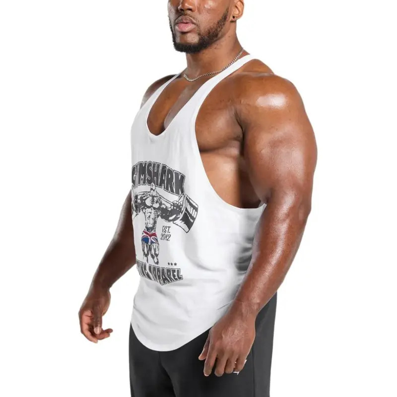 GYMSHARK Tank Tops Men White-4