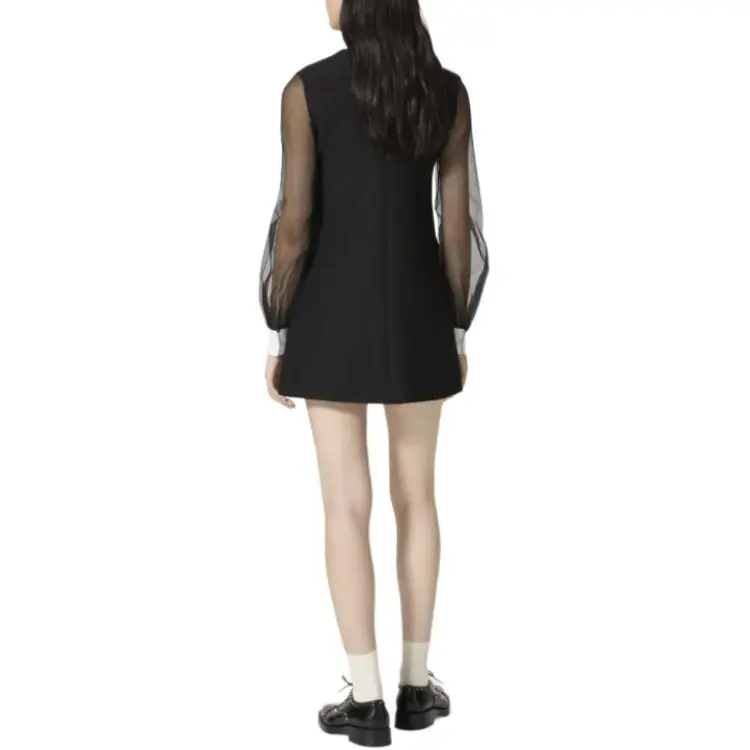 Valentino Neck Tie Long Sleeved Mini Dress-2