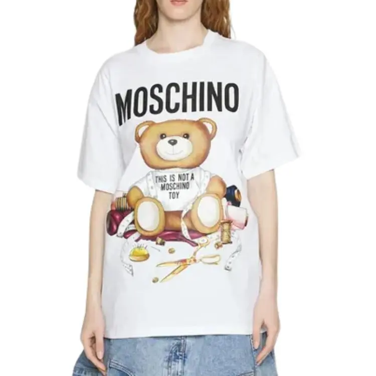 MOSCHINO SS23 Drop Shoulder Sleeve T Shirt Women's White-4