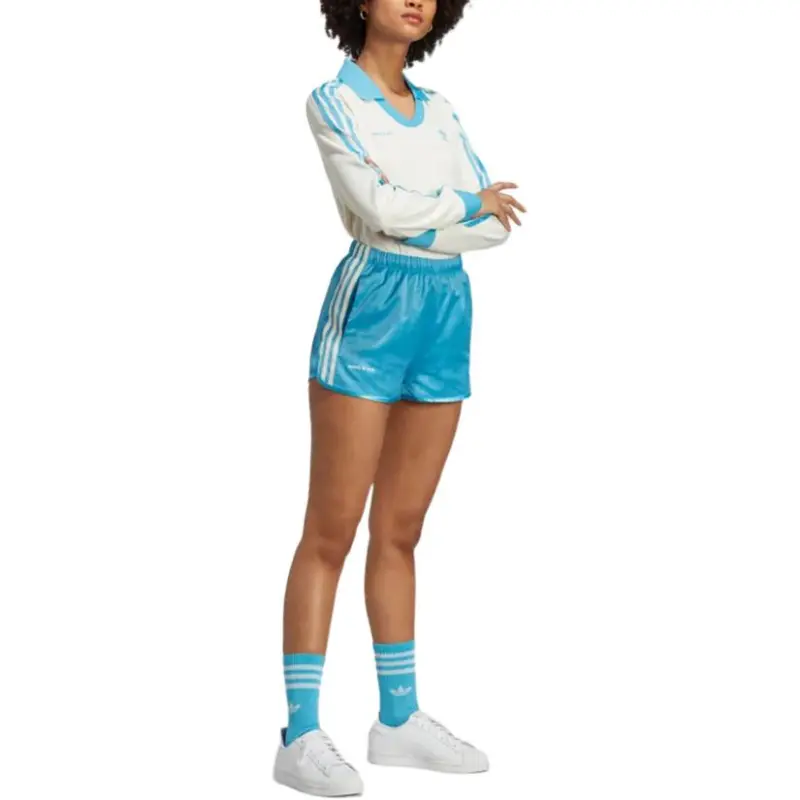 Adidas Originals X Sporty & Rich Track Shorts Baby Blue/Cream-4
