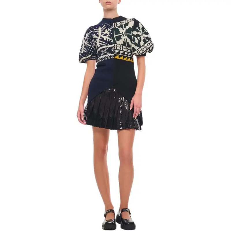 Sacai Pattern Jacquard Asymmetric Knitted Jumper-2