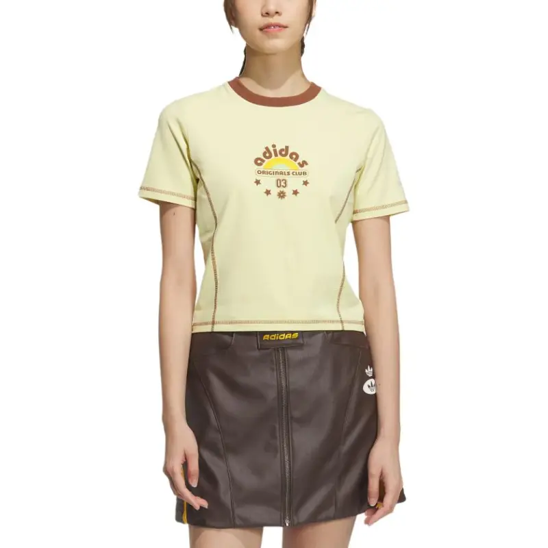 Adidas Originals RETRO Regular T Shirt Women's Powder Yellow-1