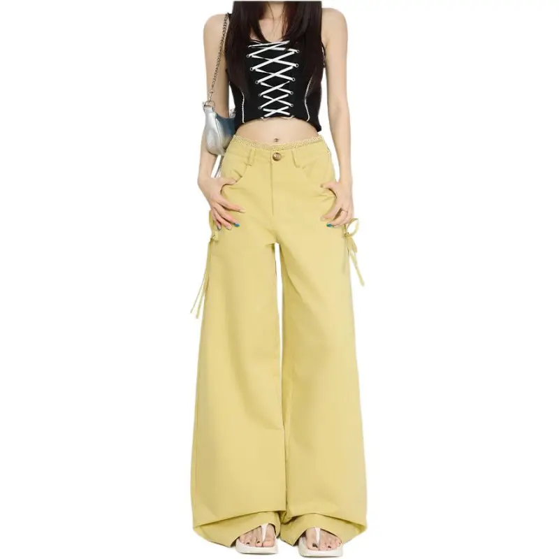 Concubine Zhu Casual Pants Women's Olive Yellow-1
