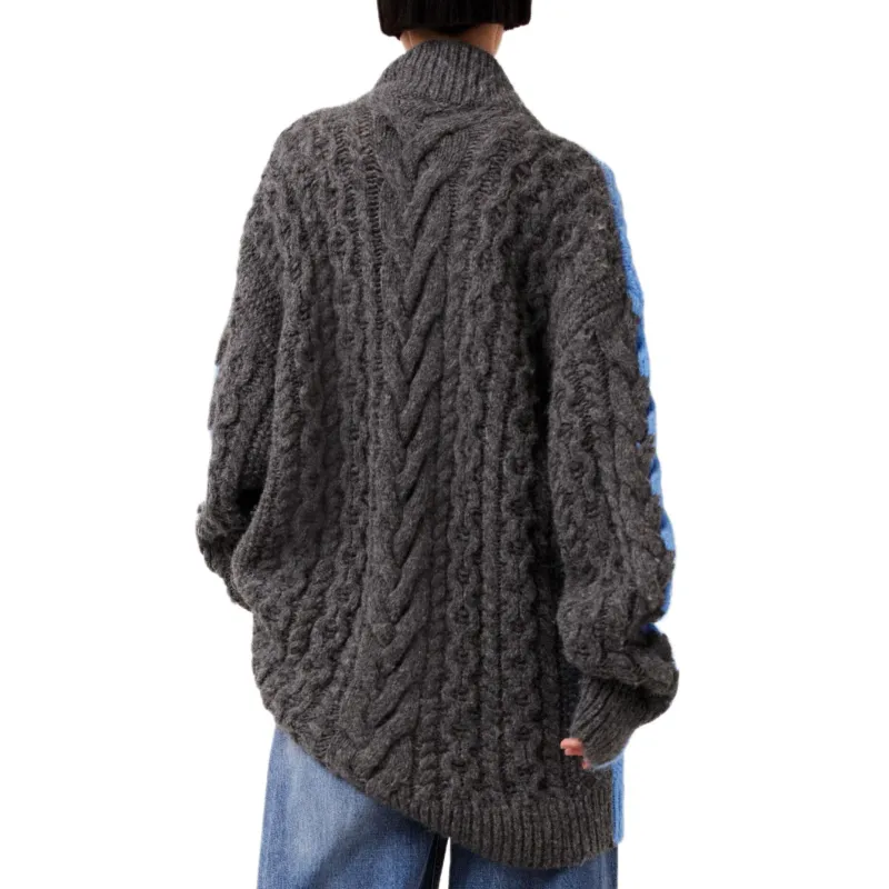 Stella McCartney Two Tone Cable Knitted Oversized Jumper-3