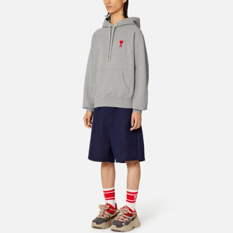 Ami Paris Ami De Coeur Heavy Fleece Small S Heart Popover Boxy Fit Hoodie-1