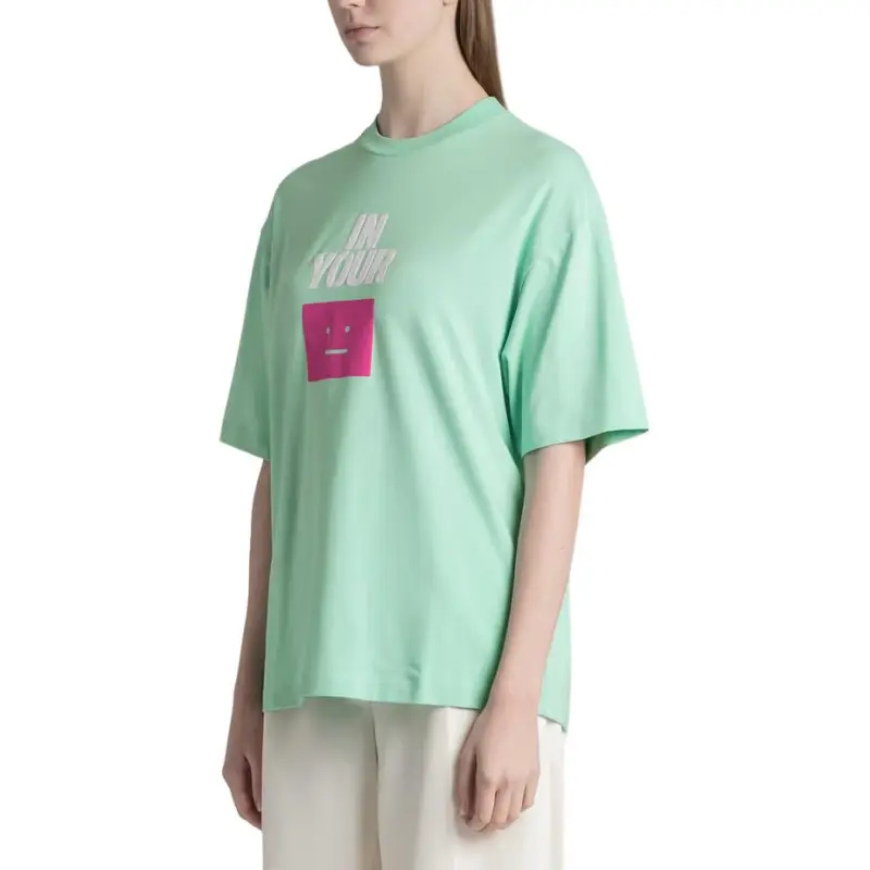 Acne Studios Face Logo Printed Crewneck T Shirt-3