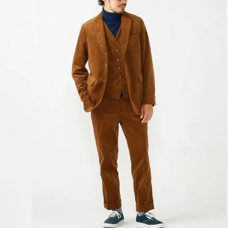 Beams Business Suits Men Gold Brown-3