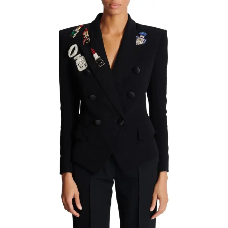 BALMAIN Embroidered Patches Fitted Jacket-2