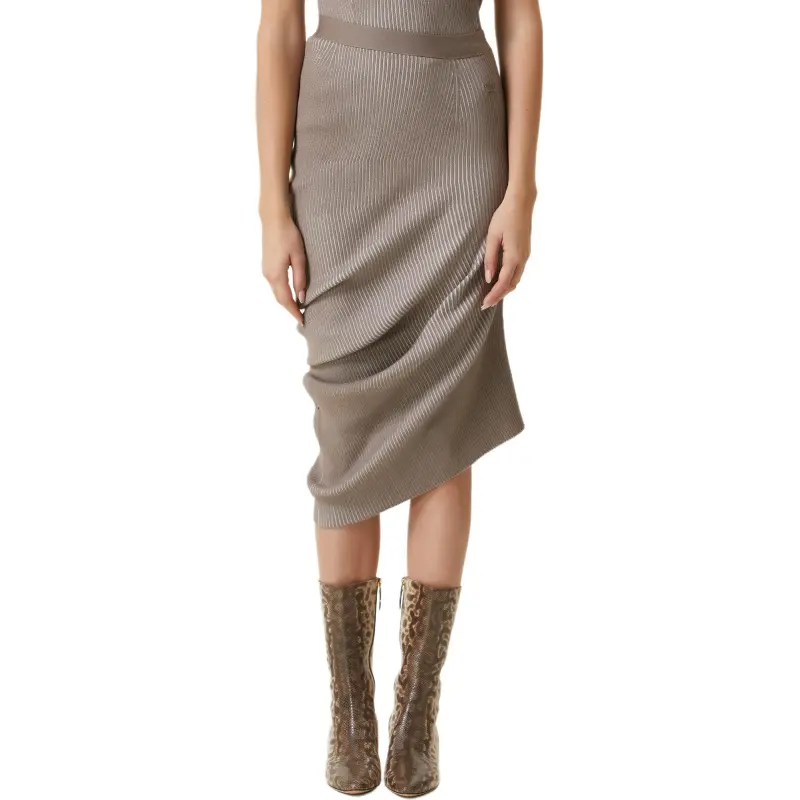 FENDI Asymmetric Draped Ribbed Skirt-2