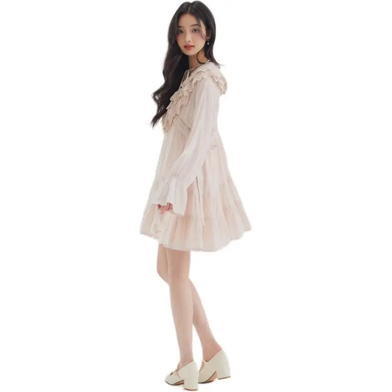 DEAR DEER PUFF Long Sleeved Dress Women's Pink-7