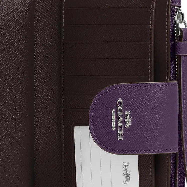 COACH Tech Wallet Twill Leather Wallet Women's Dark Purple Crystal-3