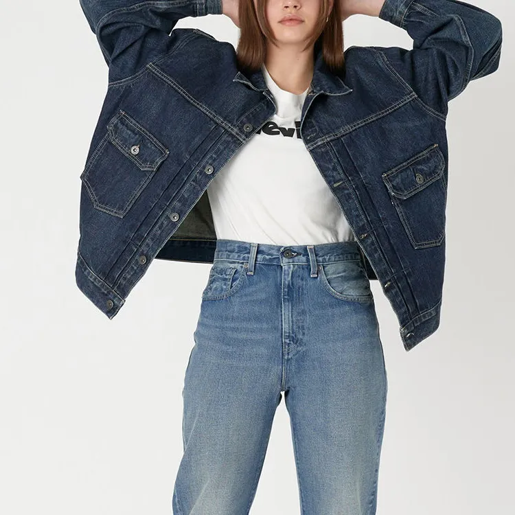 Levis Denim Jackets Women's Dark Indigo-5