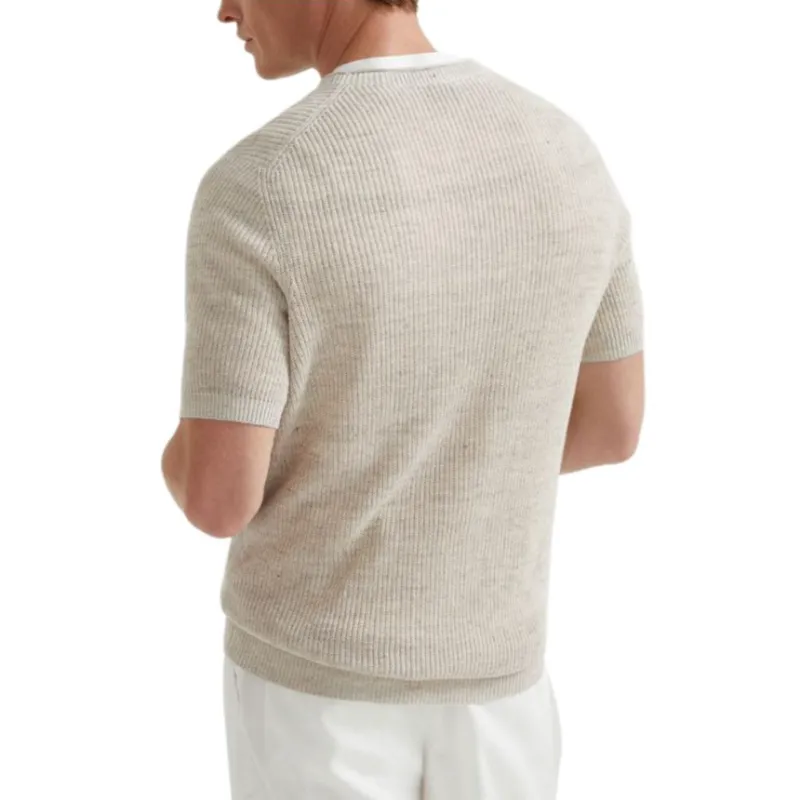 Brunello Cucinelli Half English Rib Knitted T Shirt-3