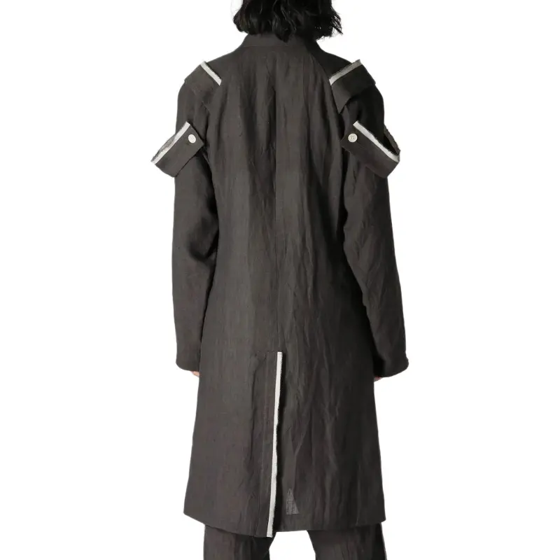 Yohji Yamamoto Contrast trim Ramie Coat-3