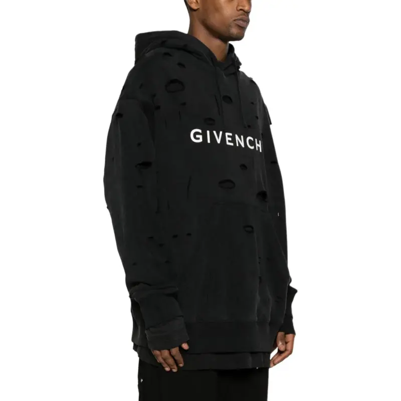 Givenchy Distressed Effect Logo Printed Hoodie-4