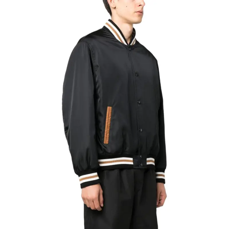 VERSACE Stripe-Detailed Buttoned Bomber Jacket-4
