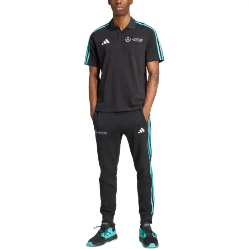 Adidas X Mercedes Amg Petronas Formula One Team Dna 3 Stripes Logo Polo Shirt-3