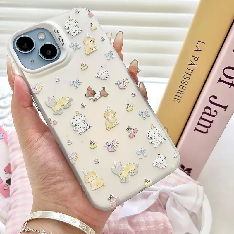 Wei Xin Acrylic Material Cake Puppy Phone Cases Compatible With IPhone 16/15 Pro Max/Apple 13/14 Pro/Max-1