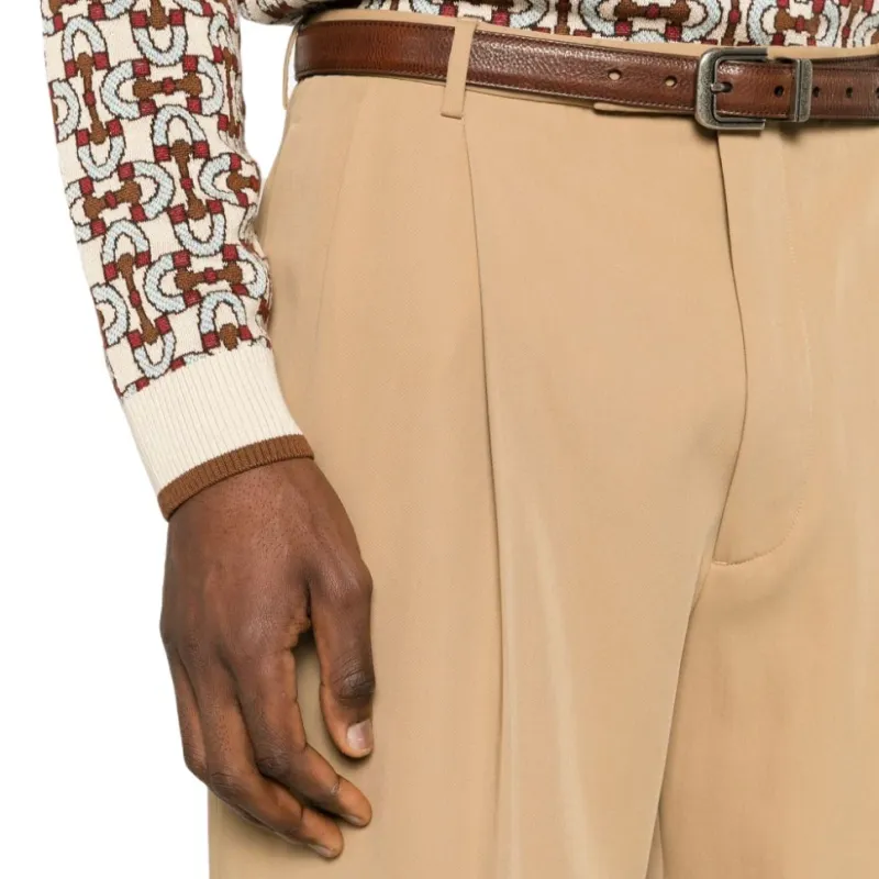 GUCCI Pleat detailing Tailored Wool Trousers-7