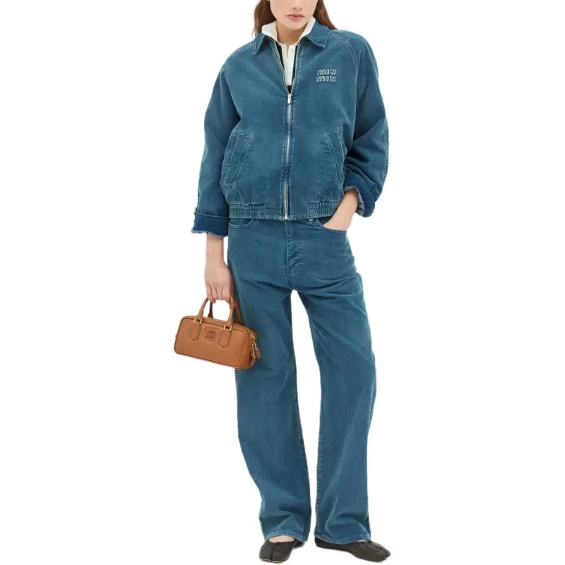 MIU MIU Washed Corduroy Jacket Azzurro-1