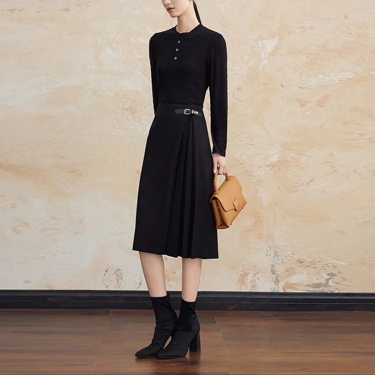FINITY Casual Long Skirts Women's Black-3