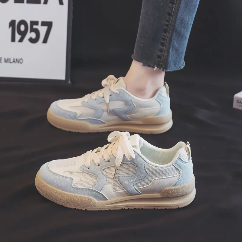 Warrior Warrior Non slip Lightweight Low Top Skateboard Shoes Women's Beige Light Blue-9