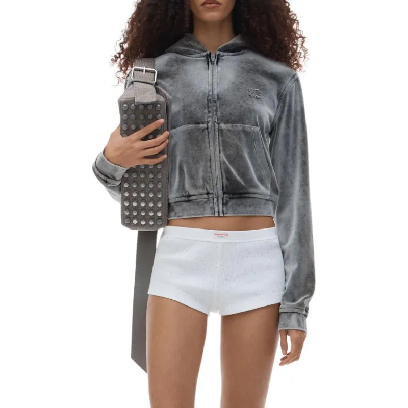 Alexander Wang Shrunken Zip Up Jacket Washed Feather-2