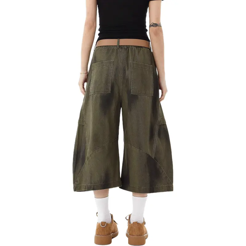 VINMUK Denim Shorts Unisex Khaki-4
